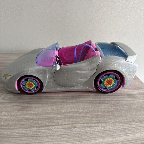Barbie Car, Barbie Extra Car, Sparkly Silver 2-Seater Toy Convertible, 2021 - Picture 7 of 10